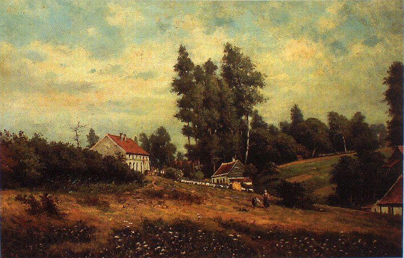 Theodore Fourmois Landscape with farms Germany oil painting art